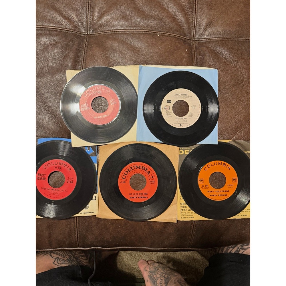 Marty Robbins Warner Bros/Columbia 45 RPM Vinyls Lot of 5 (10 songs)Honkytonk